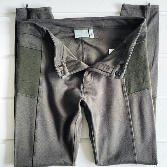 Athleta Trailsetter Ponte Motion Pants Travel Pants In Olive Size 8 - Picture 2 of 13